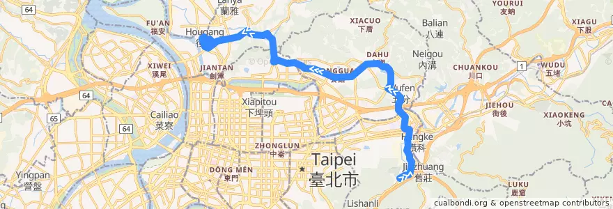 Mapa del recorrido 臺北市 620(光華) 國立科教館-中華科技大學 (返程) de la línea  en 台北市.