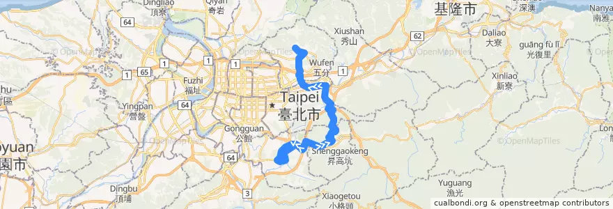 Mapa del recorrido 臺北市 679 動物園-金龍寺 (往程) de la línea  en 新北市.