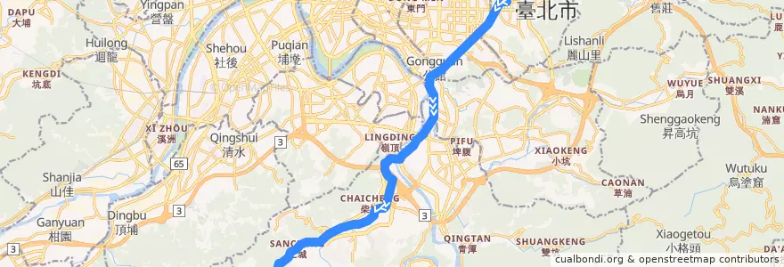 Mapa del recorrido 新北市 935 臺北市政府-錦鏽 (返程) de la línea  en تايبيه الجديدة.