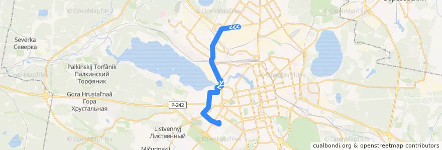 Mapa del recorrido Трамвай 19. Машиностроителей — Волгоградская de la línea  en Yekaterinburg Municipality.