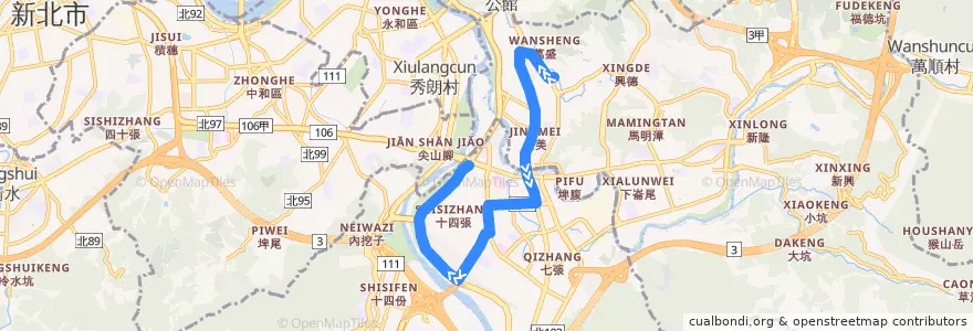 Mapa del recorrido 新北市 290副 興隆站-溪園路 (往程) de la línea  en Nuevo Taipéi.