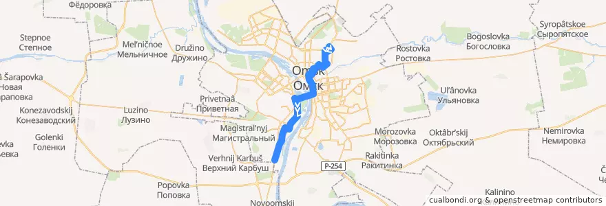 Mapa del recorrido Автобус №45 : 21-я Амурская - Механический завод de la línea  en городской округ Омск.