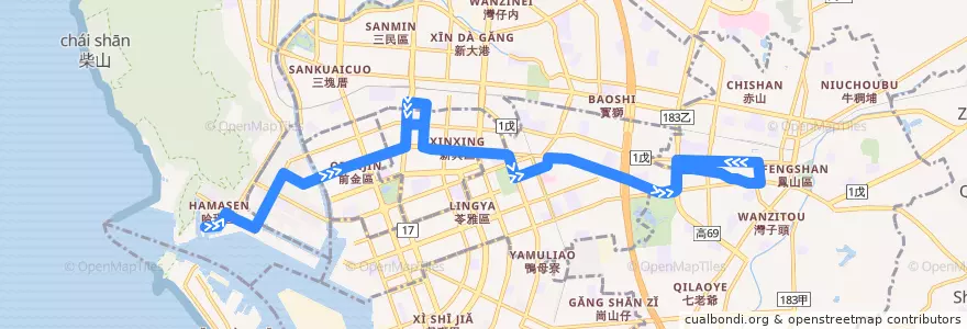 Mapa del recorrido 248路(返程) de la línea  en Kaohsiung.