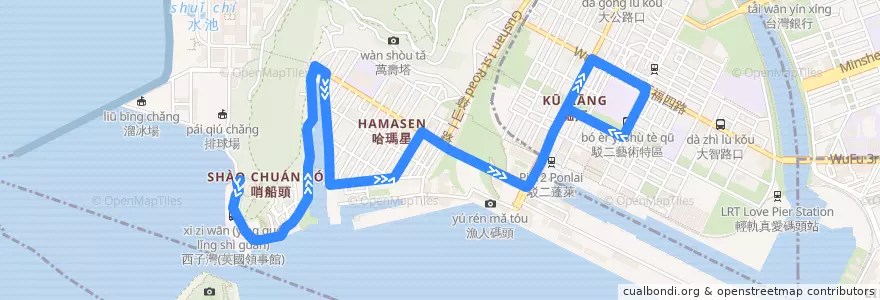 Mapa del recorrido 橘1B(返程) de la línea  en 高雄市.