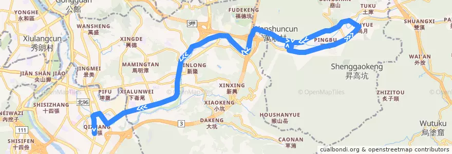 Mapa del recorrido 新北市 819 深坑-捷運七張站 (往程) de la línea  en تايبيه الجديدة.