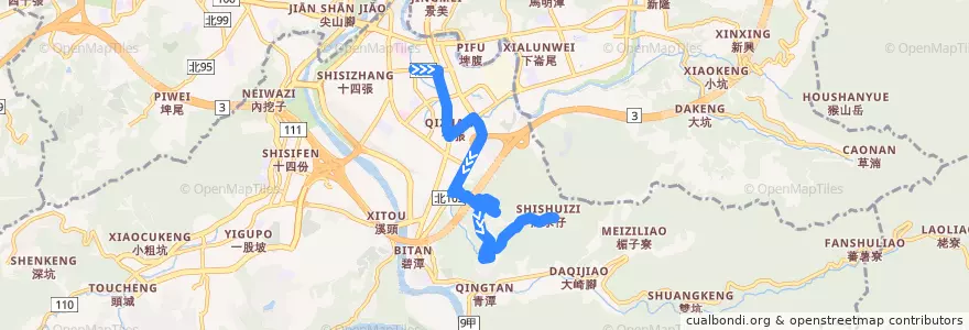 Mapa del recorrido 新北市 綠9 大香山-慈濟醫院 (返程) de la línea  en Xindian District.