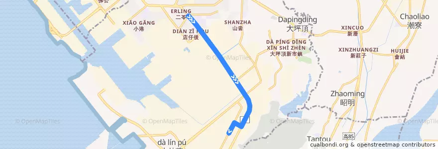 Mapa del recorrido 紅5(返程) de la línea  en 小港区.