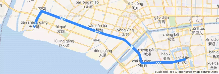 Mapa del recorrido 3路: 天生港 => 钟楼广场 de la línea  en 南通市.