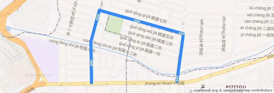 Mapa del recorrido 紅7(繞駛明鳳_返程) de la línea  en 高雄市.