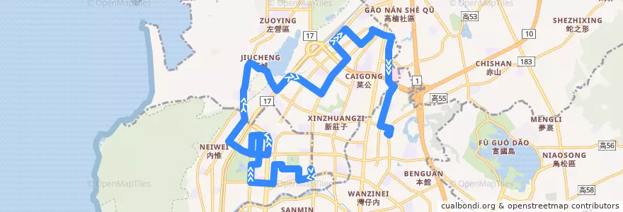 Mapa del recorrido 紅35(返程) de la línea  en كاوهسيونغ.