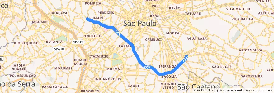 Mapa del recorrido Linha 2 - Verde: Vila Prudente ⇒ Vila Madalena de la línea  en São Paulo.