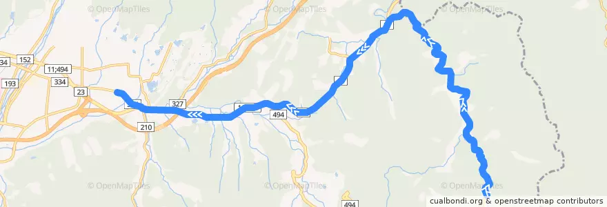 Mapa del recorrido 海上線 (海上 - 川内) de la línea  en 东温市.