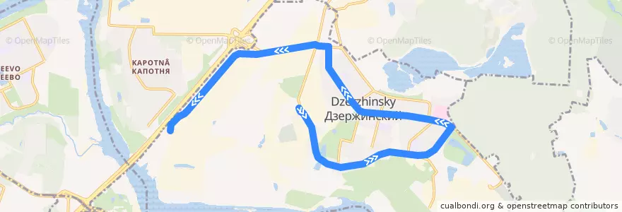 Mapa del recorrido Автобус 1: Университет => Агрофирма "Нива" de la línea  en городской округ Дзержинский.