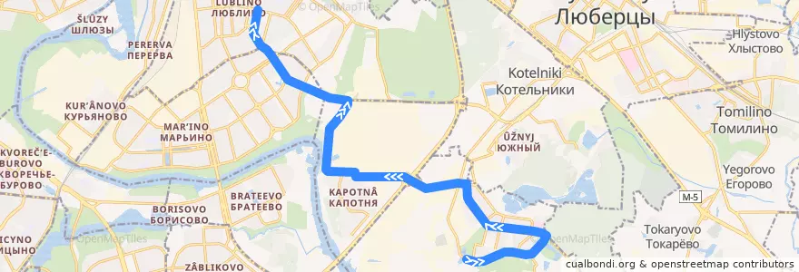 Mapa del recorrido Автобус 305: город Дзержинский => метро Люблино de la línea  en Центральный федеральный округ.