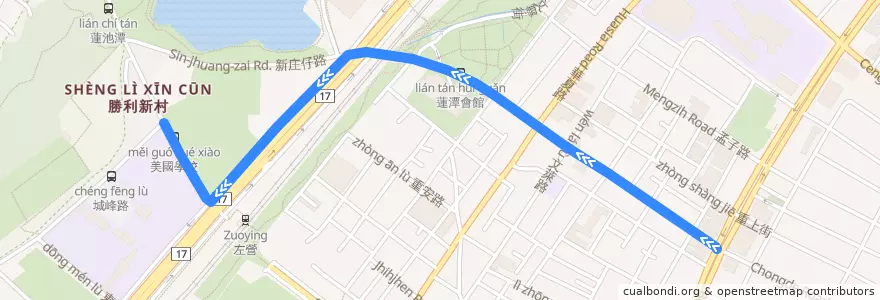 Mapa del recorrido 紅51(延駛捷運生態園區站_返程) de la línea  en Zuoying District.