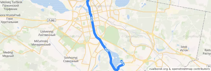 Mapa del recorrido Троллейбус 1. Химмаш — Ж/д Вокзал de la línea  en городской округ Екатеринбург.