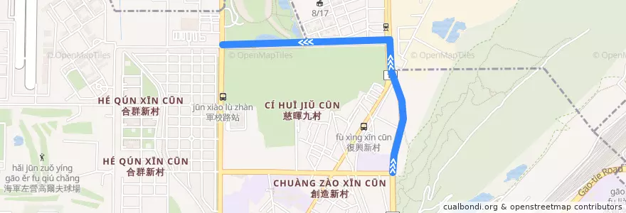 Mapa del recorrido 紅53(行駛世運站_往程) de la línea  en 左營區.