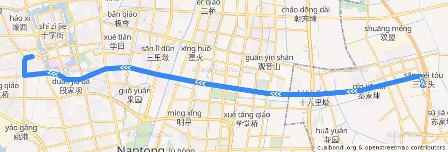 Mapa del recorrido 42路: 先锋驾校 => 更俗剧院 de la línea  en 南通市.