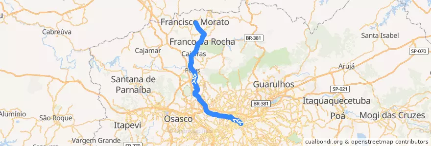 Mapa del recorrido Linha 7 - Rubi: Brás ⇒ Francisco Morato de la línea  en Região Metropolitana de São Paulo.