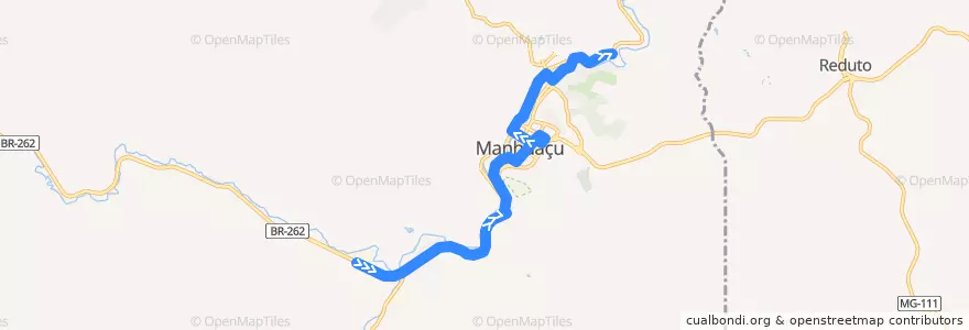 Mapa del recorrido 105 - Heringer/Bom Pastor de la línea  en Manhuaçu.