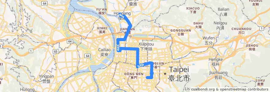 Mapa del recorrido 臺北市 41 兒童新樂園-捷運大安站 (往程) de la línea  en Taipei.