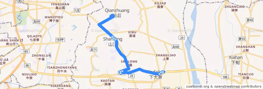 Mapa del recorrido 橘20B(返程) de la línea  en 大寮區.