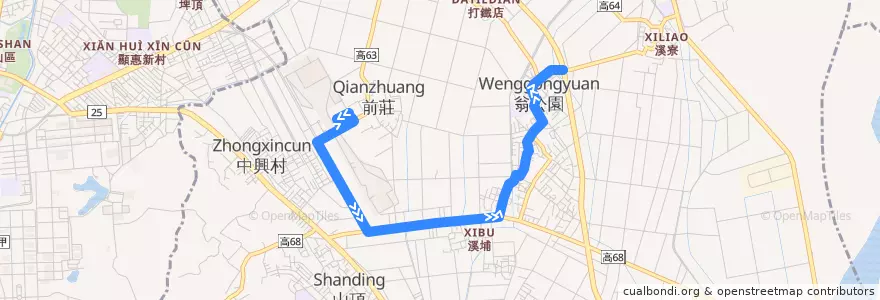 Mapa del recorrido 橘21B(返程) de la línea  en 大寮區.