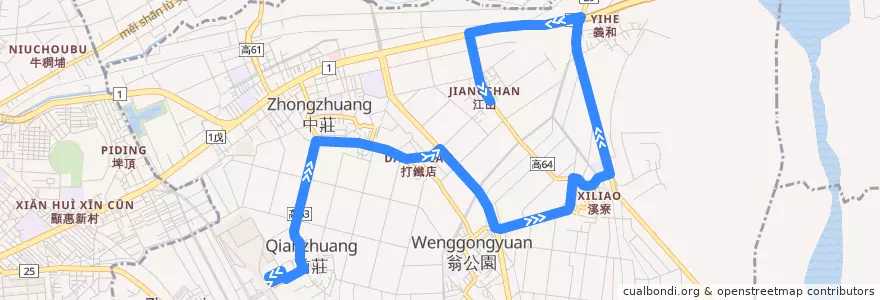 Mapa del recorrido 橘22(返程) de la línea  en 大寮区.