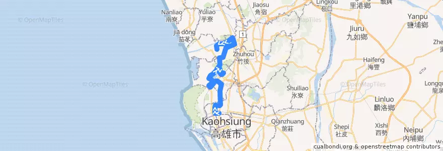 Mapa del recorrido 301路(返程) de la línea  en Kaohsiung.