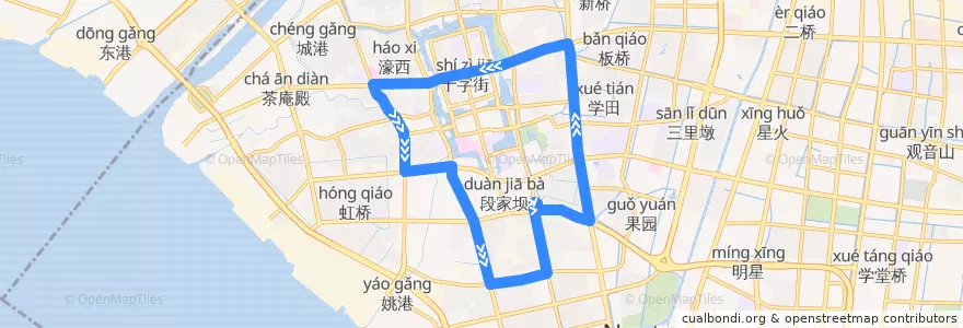 Mapa del recorrido 6路(南环): 灰堆坝 => 灰堆坝 de la línea  en 崇川区.