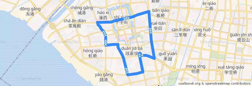 Mapa del recorrido 6路(东环): 灰堆坝 => 灰堆坝 de la línea  en 崇川区.