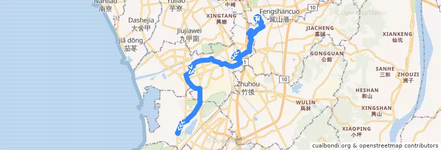 Mapa del recorrido 6路(返程) de la línea  en Гаосюн.