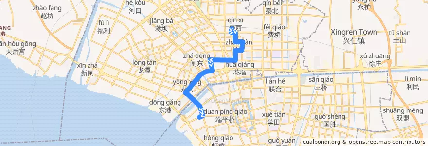 Mapa del recorrido 32路: 火车站 => 长途车站 de la línea  en 港闸区.