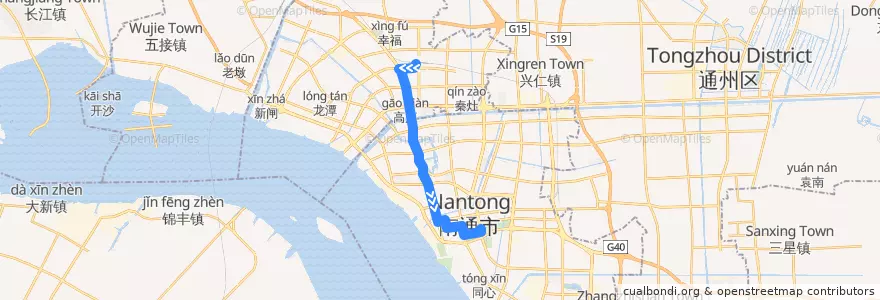 Mapa del recorrido 41路: 火车站 => 市图书馆 de la línea  en 南通市.