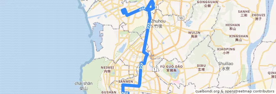Mapa del recorrido 28路(返程) de la línea  en Kaohsiung.