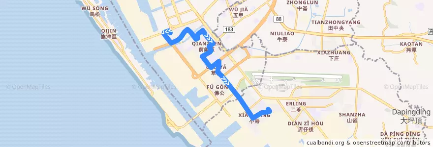 Mapa del recorrido 15路(返程) de la línea  en كاوهسيونغ.