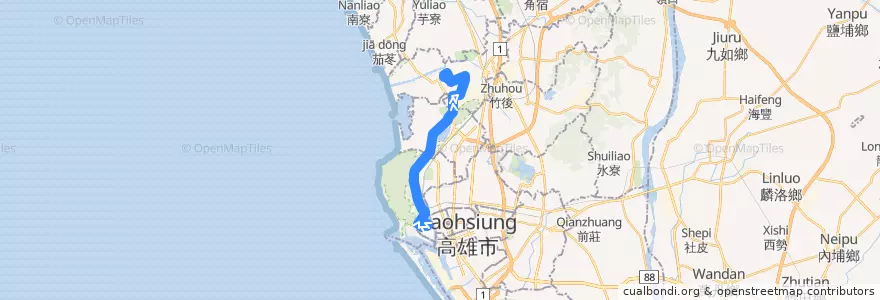 Mapa del recorrido 219A(返程) de la línea  en 高雄市.
