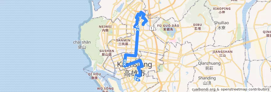 Mapa del recorrido 72A(返程) de la línea  en 高雄市.