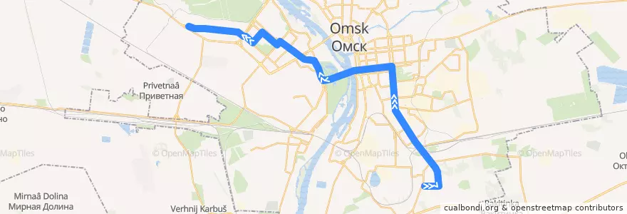 Mapa del recorrido Автобус №61 : Гашека - пос. Солнечный de la línea  en городской округ Омск.
