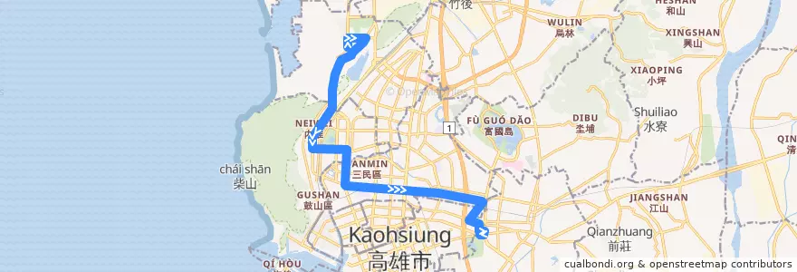 Mapa del recorrido 73路(返程) de la línea  en كاوهسيونغ.