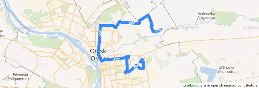 Mapa del recorrido Автобус №72 : СНТ Ивушка - пос. Чкаловский de la línea  en городской округ Омск.
