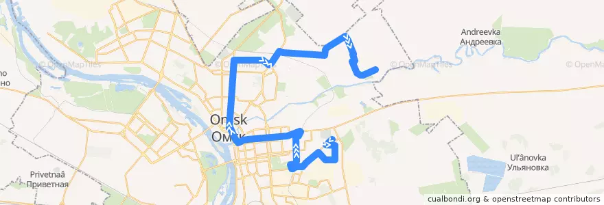 Mapa del recorrido Автобус №72 : пос. Чкаловский - СНТ Ивушка de la línea  en городской округ Омск.