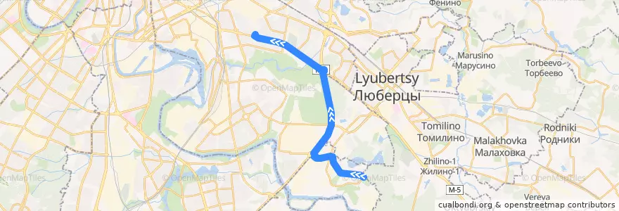 Mapa del recorrido Автобус 595: город Дзержинский => метро Кузьминки de la línea  en Центральный федеральный округ.
