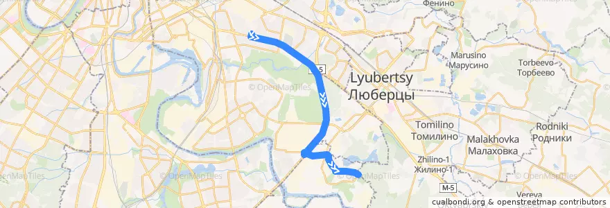 Mapa del recorrido Автобус 595: метро Кузьминки => город Дзержинский de la línea  en Central Federal District.