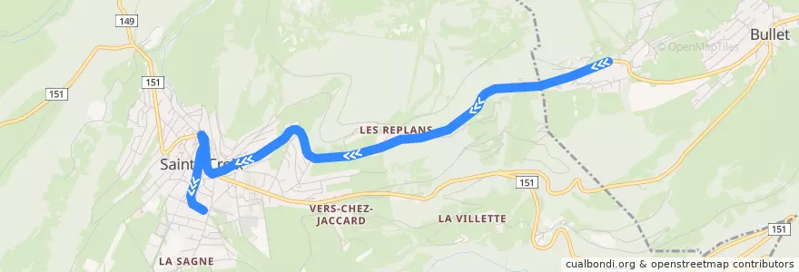 Mapa del recorrido Bus 615: Les Rasses-Ste-Croix de la línea  en Sainte-Croix.