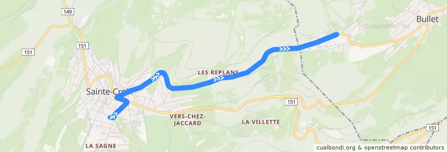 Mapa del recorrido Bus 615: Ste-Croix-Les Rasses de la línea  en Sainte-Croix.