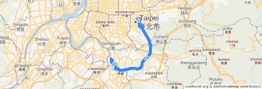 Mapa del recorrido 臺北市 915 景美-捷運市府站 (返程) de la línea  en تایپه.