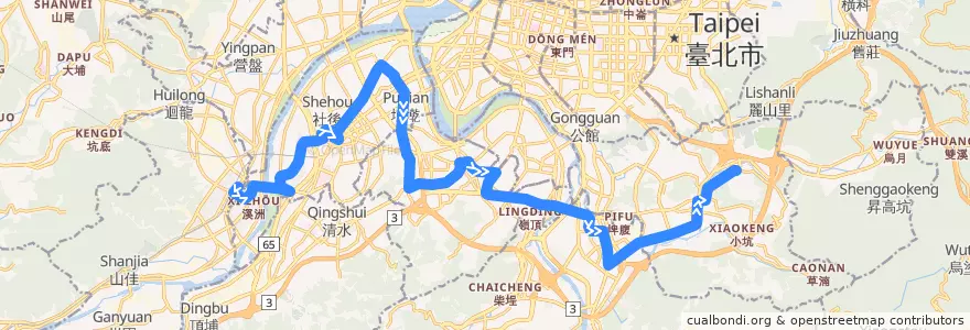 Mapa del recorrido 新北市 793 樹林-木柵 (往程) de la línea  en تايبيه الجديدة.