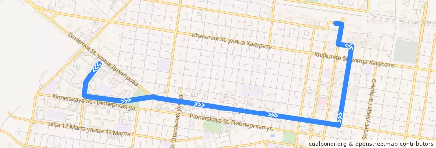 Mapa del recorrido Троллейбус №1: западный жилой район => Вокзал de la línea  en городской округ Майкоп.