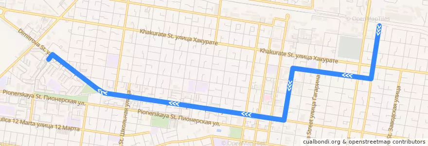 Mapa del recorrido Троллейбус №3: шпагатно-верёвочная фабрика => западный жилой район de la línea  en городской округ Майкоп.